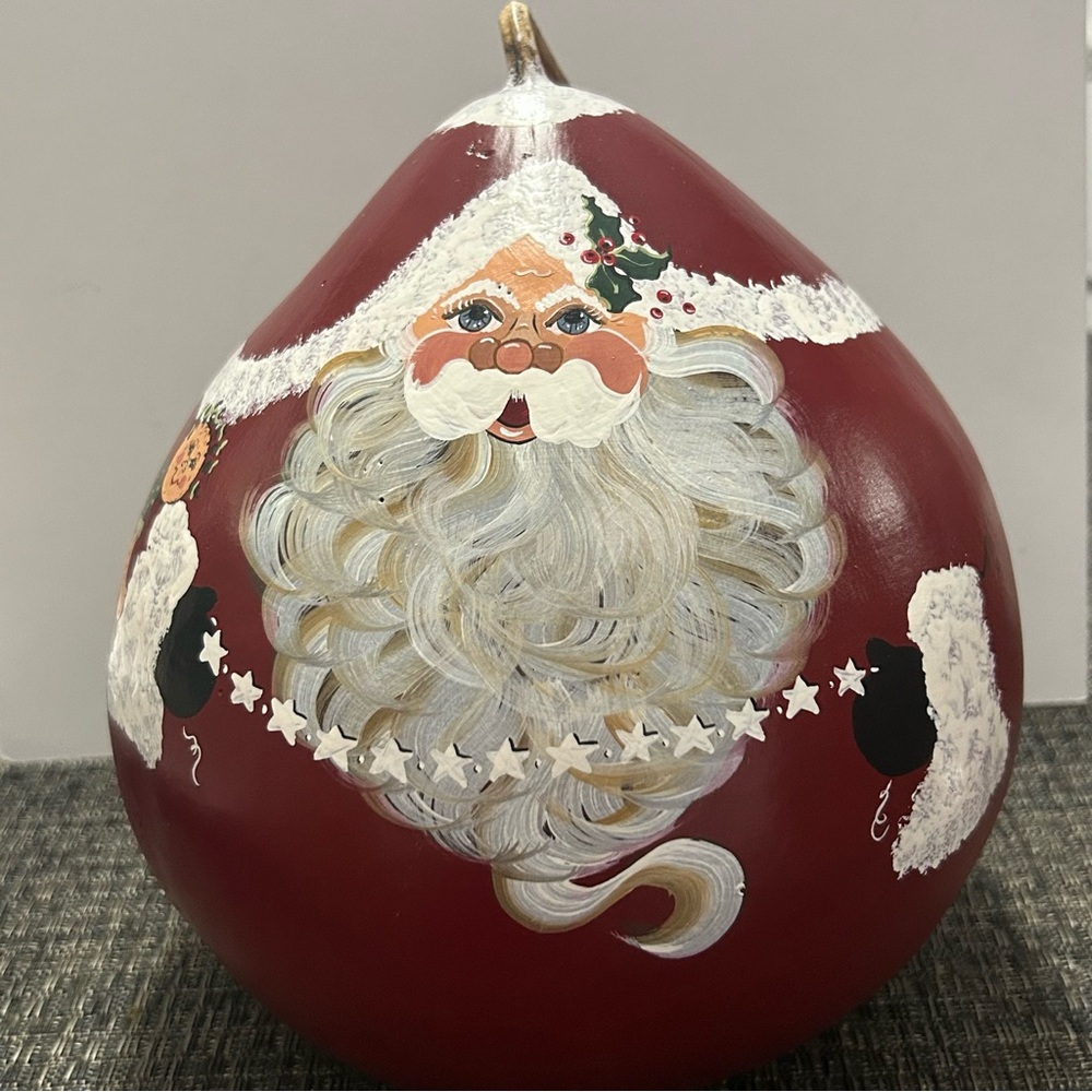 Vintage Santa Gourd 1996 Hand-Painted & Signed Bonnie Klopp